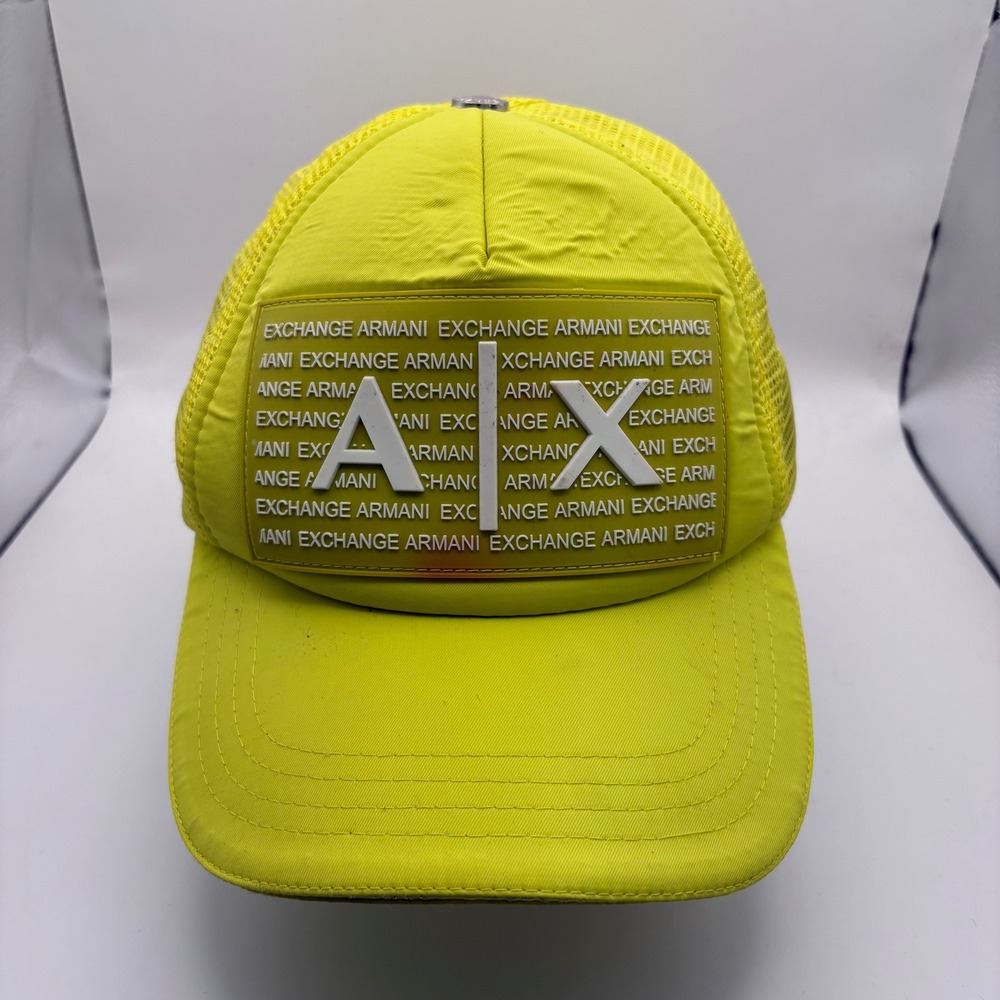 Armani Exchange Yellow‎ Mesh Trucker Hat AX Logo Adjustable Strap